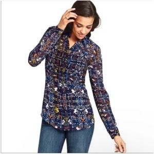 Cabi Style 129 Festival Geometric Print Long Sleeve Button Down Blouse